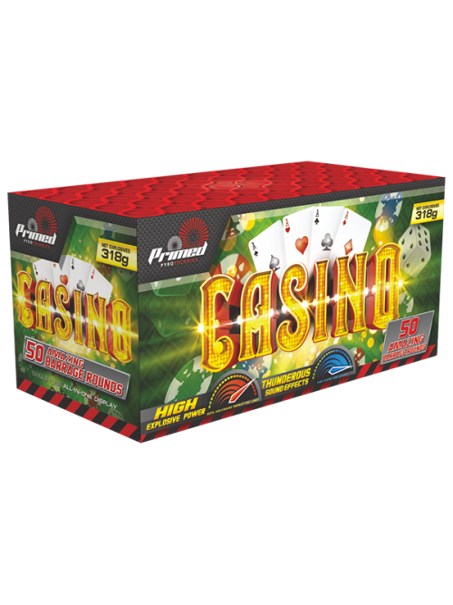 Casino firework by primed pyrotechnics 50 shot green playing cards