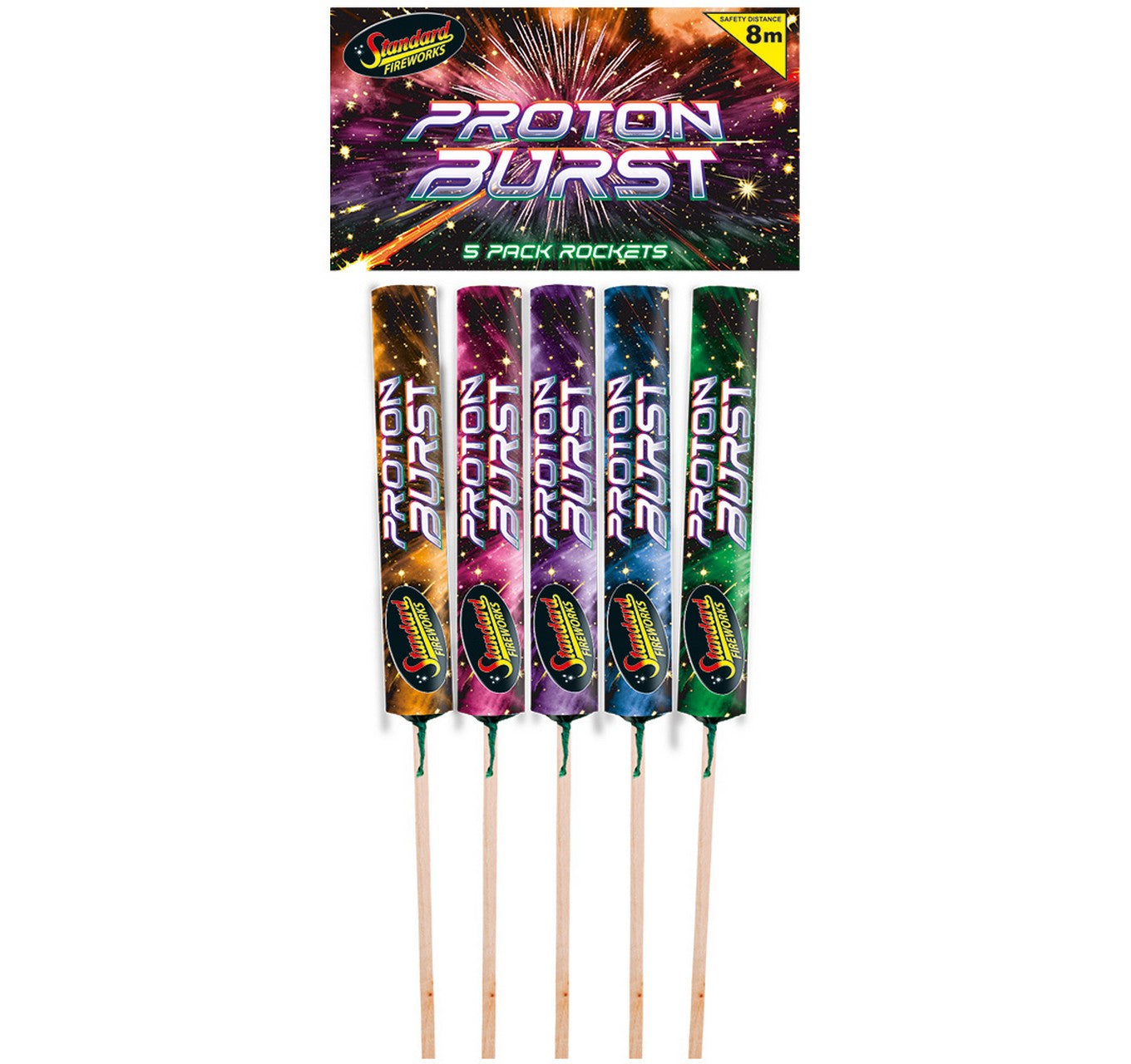 PRONTON BURST COLORFUL 5 PACKET ROCKETS ORANGE PINK PURPLE BLUE GREEN