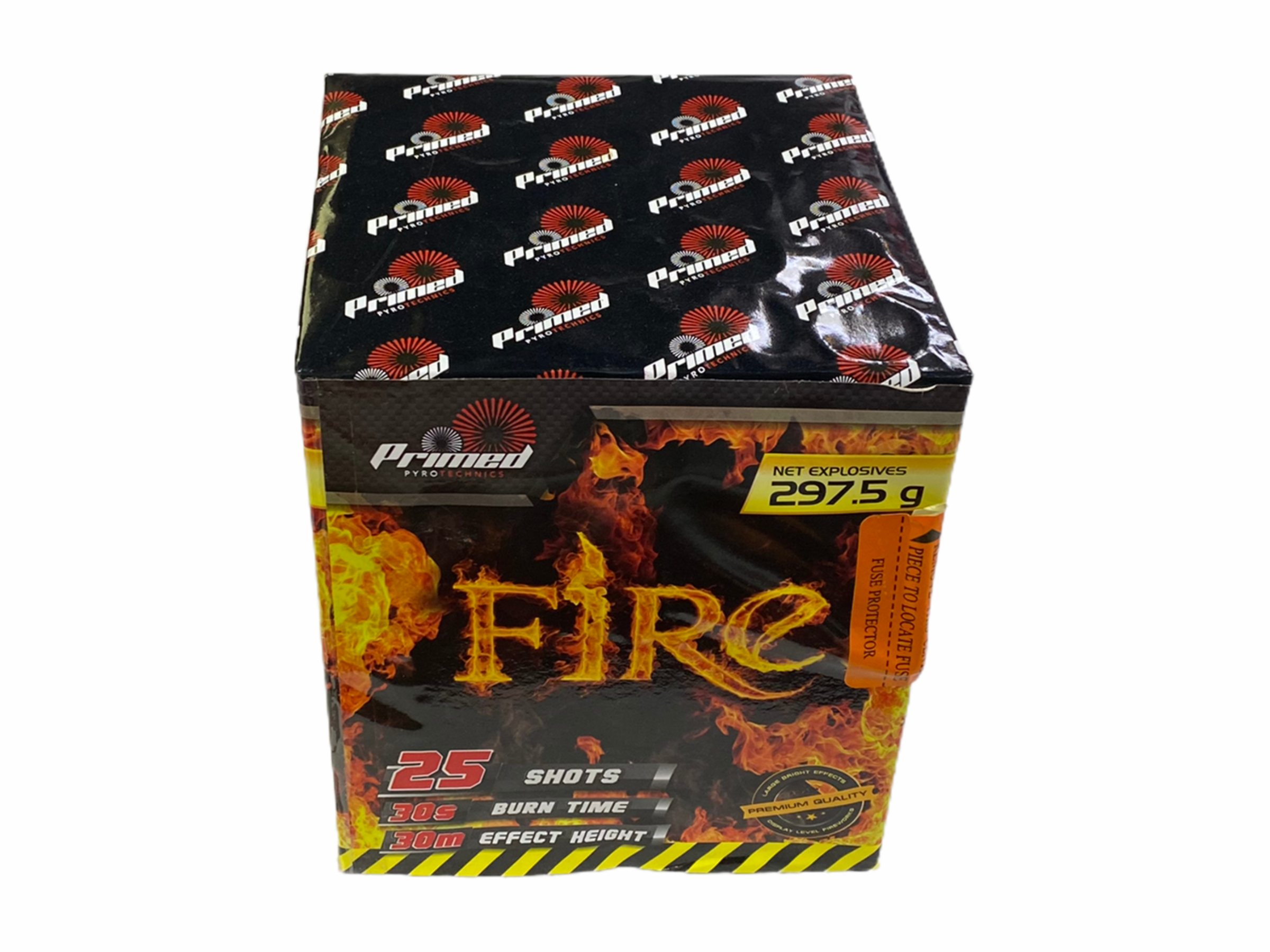 fire 25 shot barrage by primed pyrotechnics