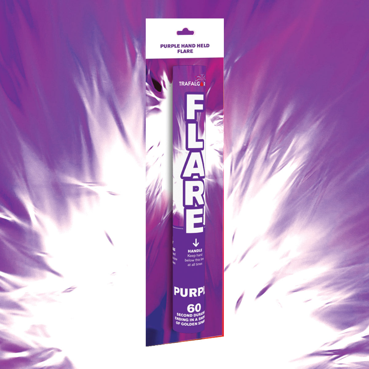 Purple Trafalgar 60 seconds smoke flare handheld